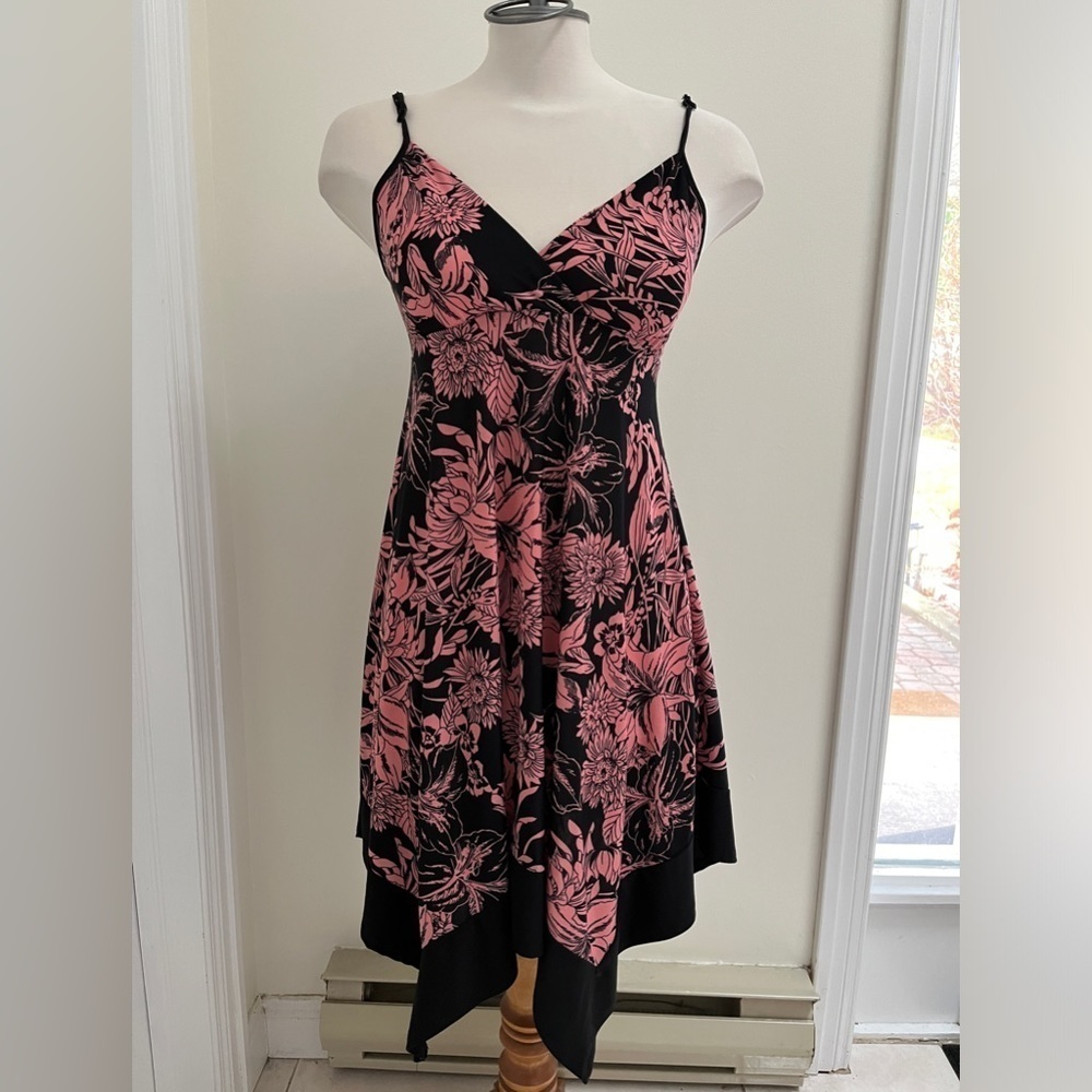Candy Couture black and pink floral dress sleeveless size M
